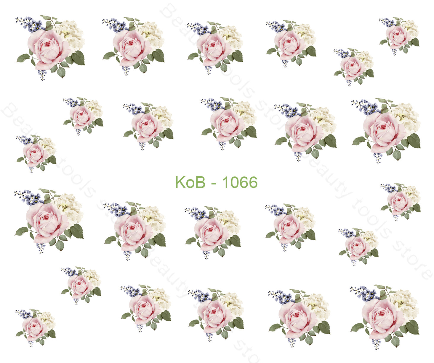 Nail Art Water Transfer Stickers Decal Pretty Pink Roses KoB-1066