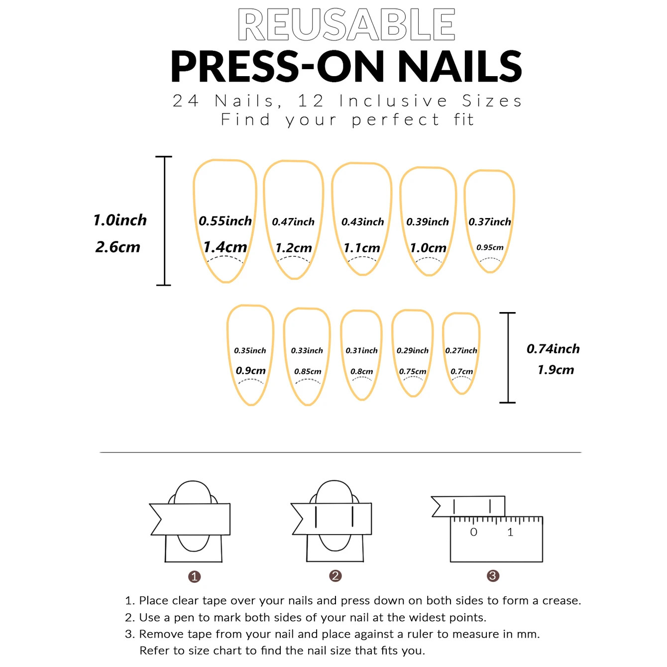 24PCS Press on Nails Short Almond Medium Fake False Nails With Glue Acrylic