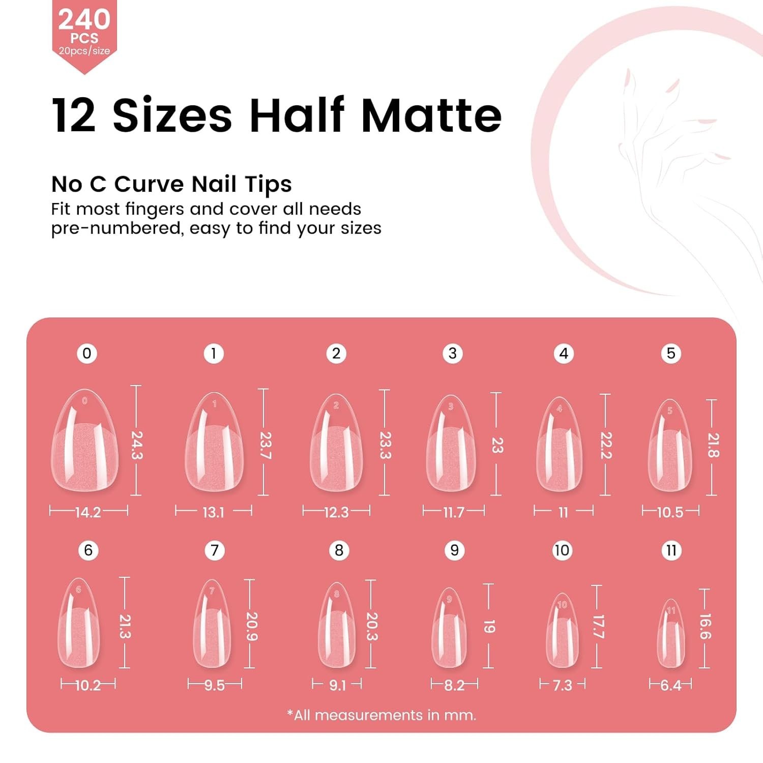 Soft Gel 240pcs Almond Nail Tips – Long Lasting Full Cover for Every Occasion