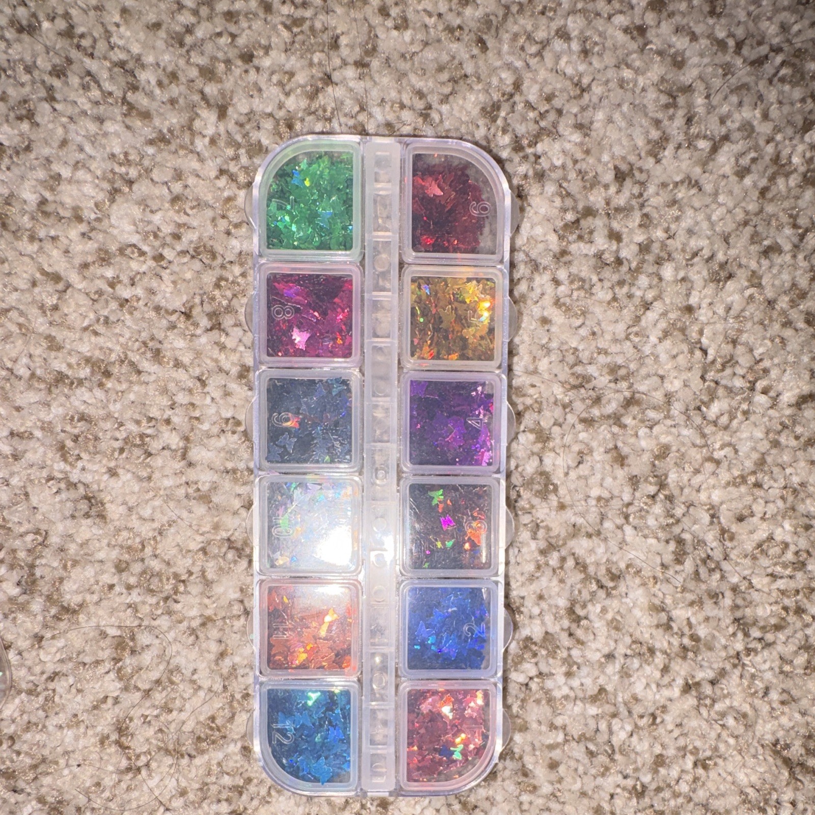 Nail Art Glitter Flakes Set, Multicolor Shiny Sparkle, Plastic Box Storage
