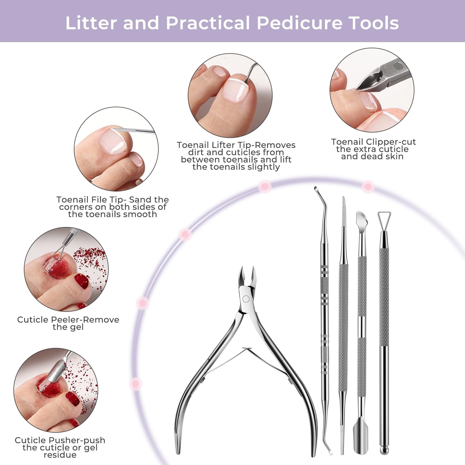 Toe Nail Soaking Bowl for Gel Polish Removal, Foot Soak Pedicure Tray & Tools