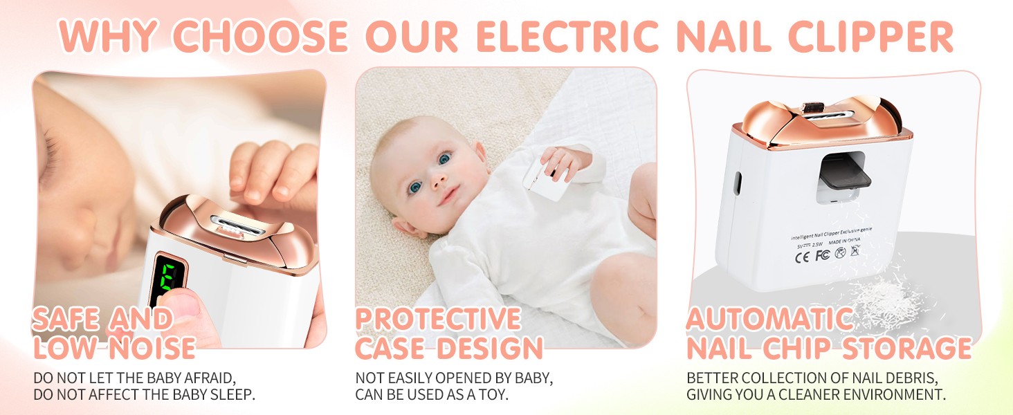 Electric Nail Clipper & Nail File – Automatic Baby Trimmer with LED Light,