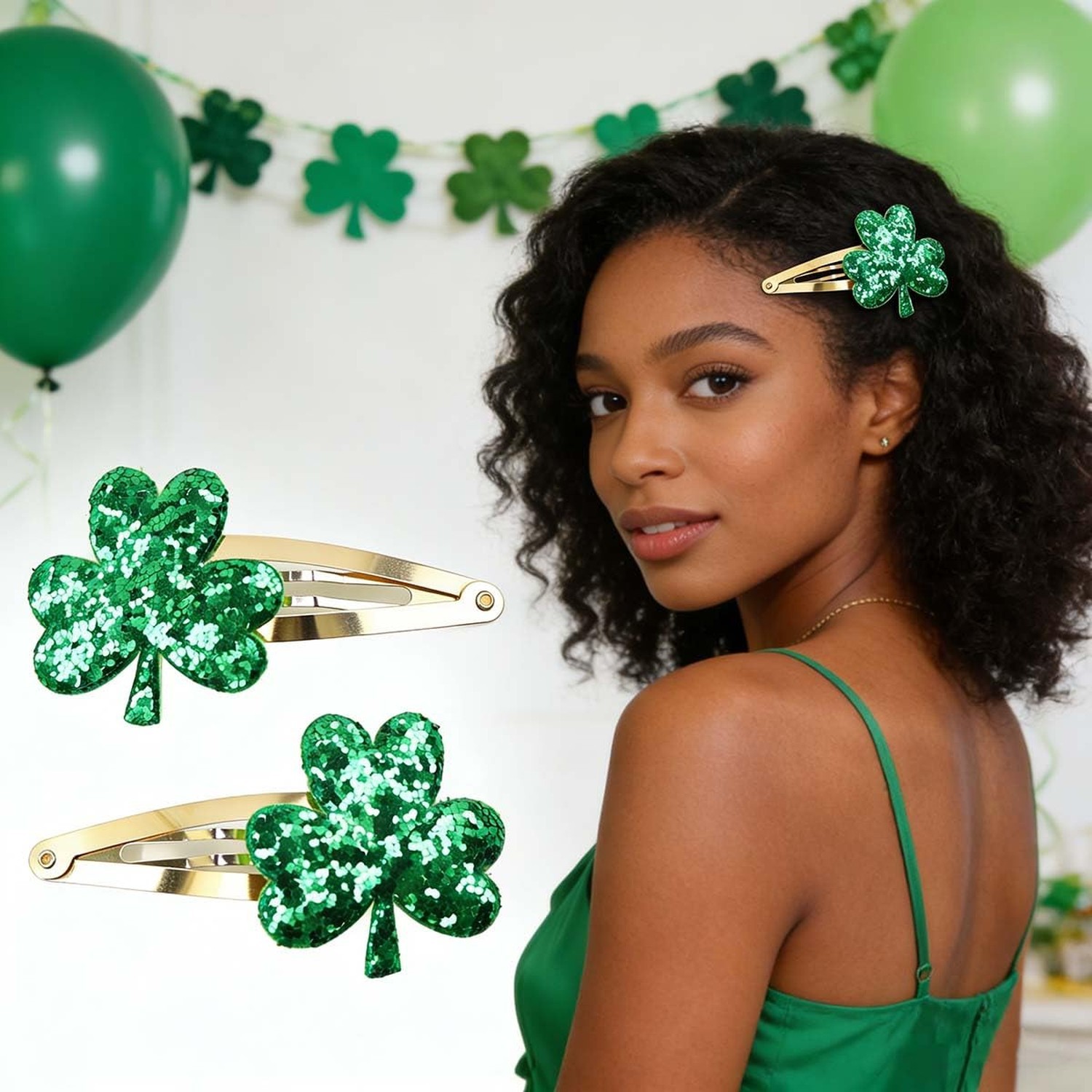 4Pcs St. Patrick’s Day Hair Clips Light Green Shamrock Hair Clips Dark Green …