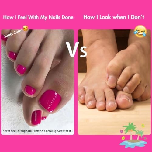 Plum Red Press on Toenails, 32 Pcs 16 Sizes Soft Gel Toe Press solid plum red