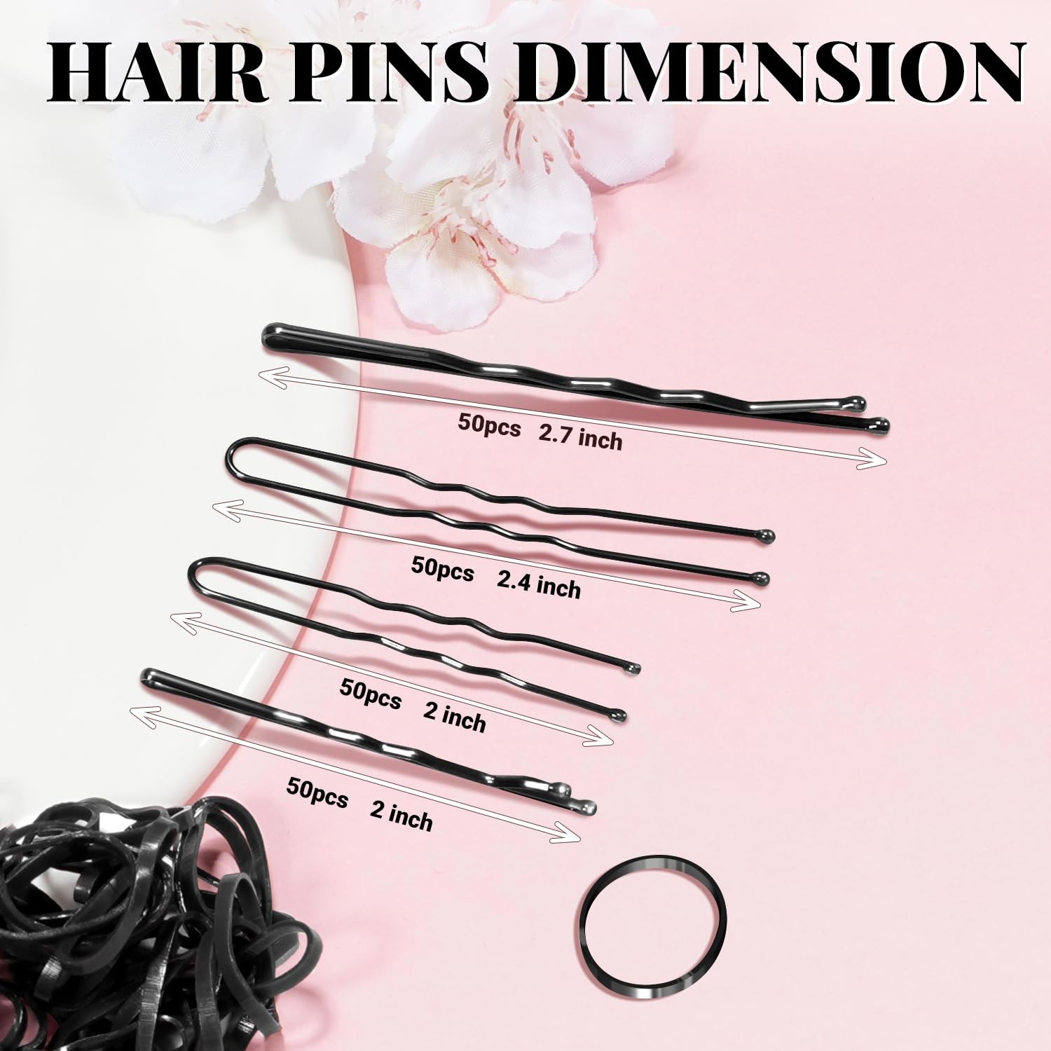 415pcs Bobby Pins Hair Set, IKOCO 200pcs U Shaped & Elastic Black