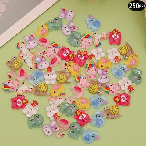 1 Pack of 250pcs Cute & Sweet 3D Nail Charms for Acrylic Nails, Multicolor A