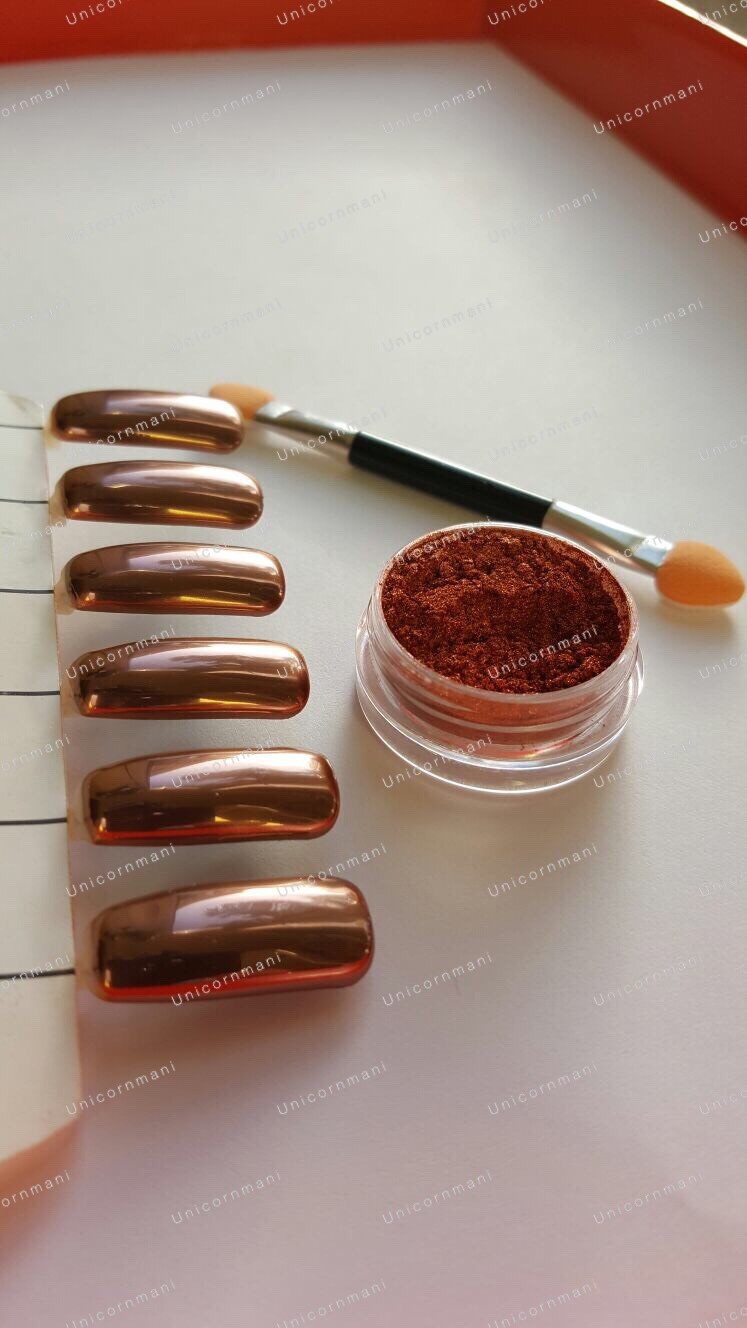 COPPER NAILS POWDER BRONZE Mirror Chrome Effect Pigment Nail Art UK SELLER (u)