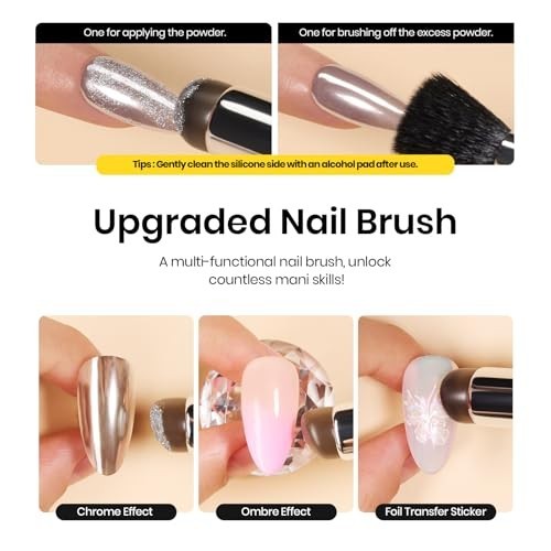 6 Colors Aurora Pearl Chrome Nail Powder Kit – Iridescent Metallic Mirror Glitte