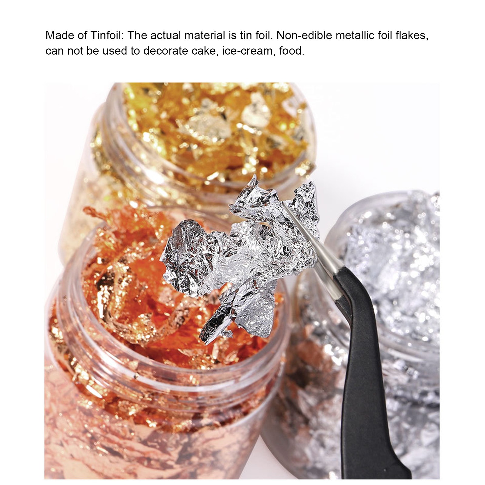 1-3 Bottles Golden Foil Flakes Gilding Flakes Made Of Tinfoil For Metallic MVML