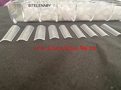 No C Curve XXL Square Nail Tips-Clear Acrylic Nails xxl Long Sqare No c curve