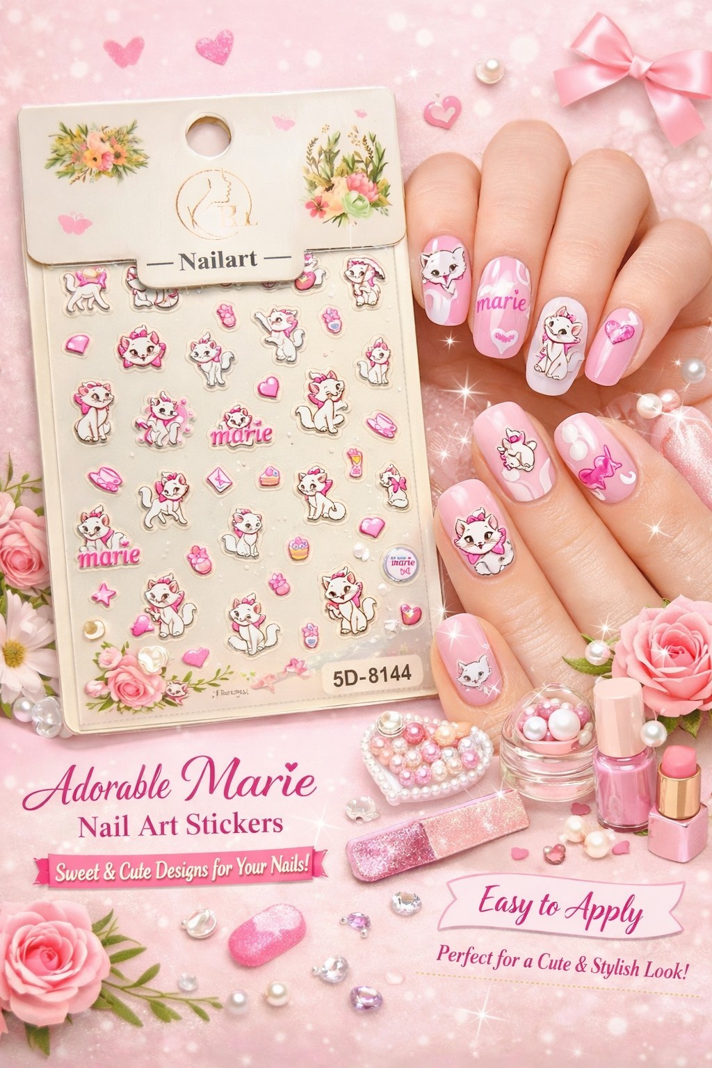Adorable Marie Nail 5D Magic: Exquisite Embossed Art for a Salon-Quality Finish