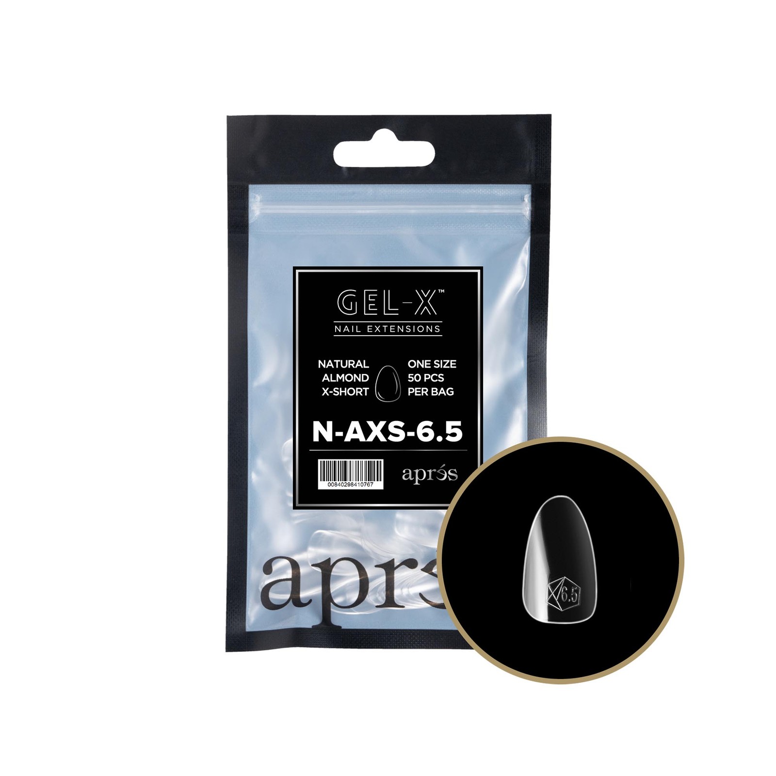 Apres Gel-X Refill Tips Natural Almond Extra Short – Size 6.5, 50 pcs.
