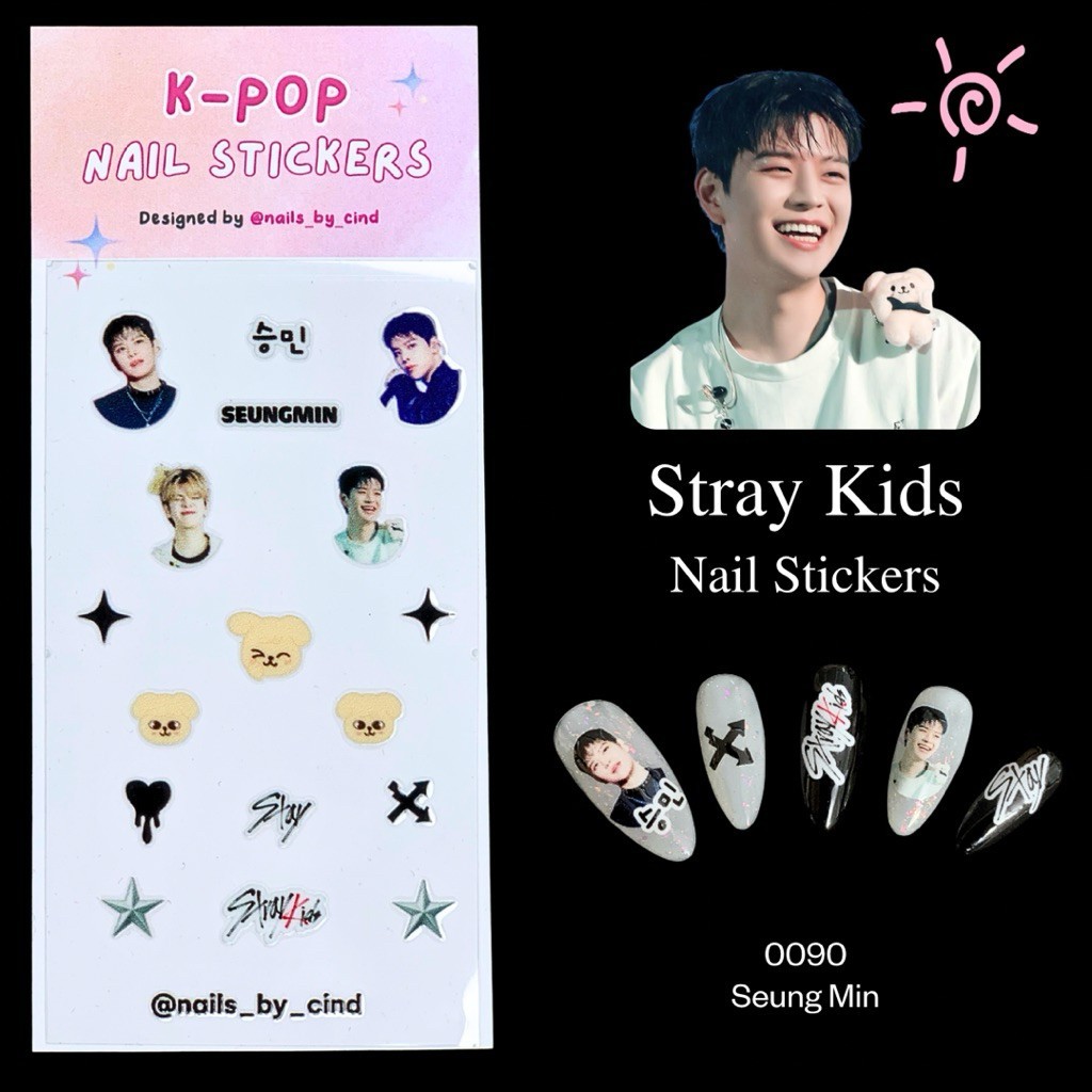 STRAYKIDS SKZ VER 2 KPOP NAIL STICKER FAN MADE KOREA LEE KNOW FELIX SEUNGMIN Z10