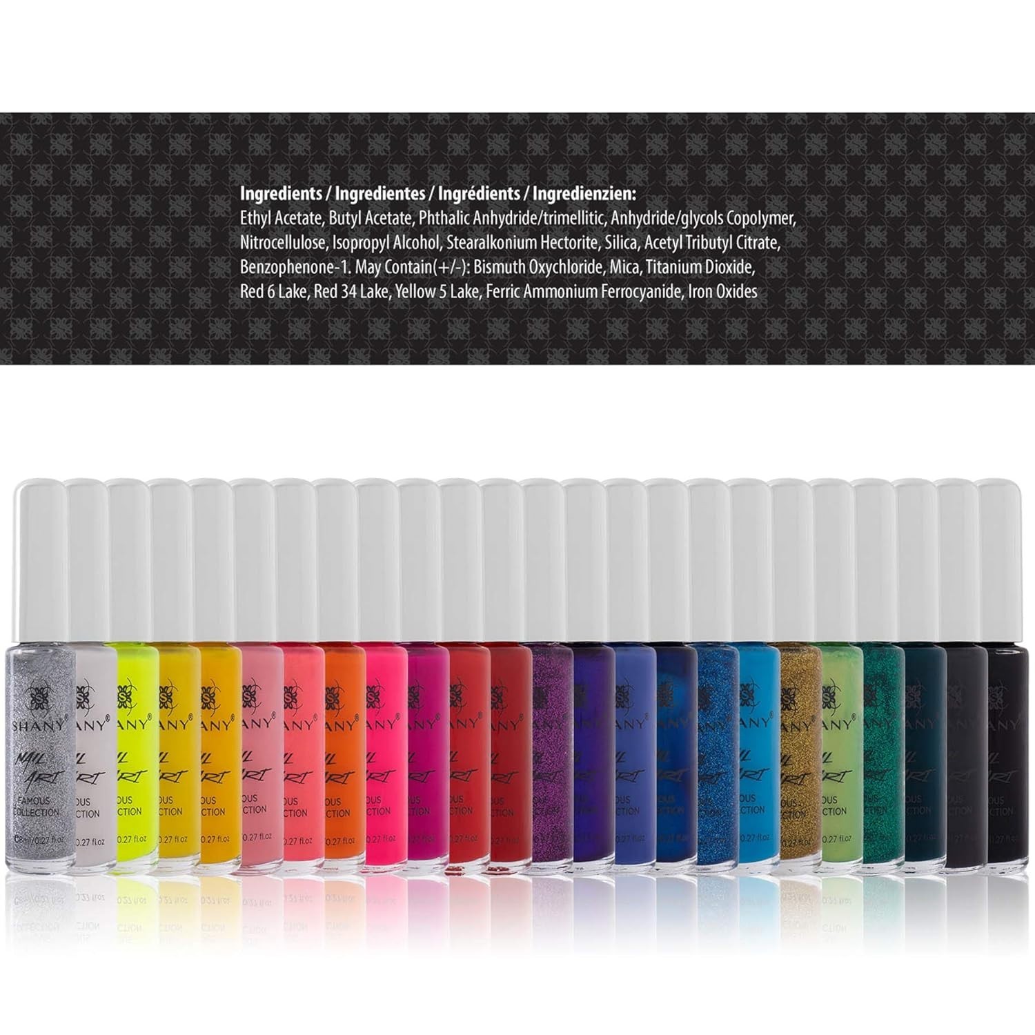 Creative Nail Art Kit: 24 Colors Including Glitter, Pearls & Neon Shades