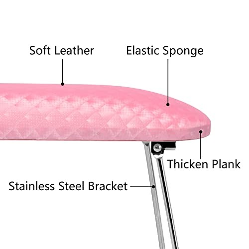 Arm Rest for Nails Tech, Professional Microfiber Leather Nail Hand Rest Pink