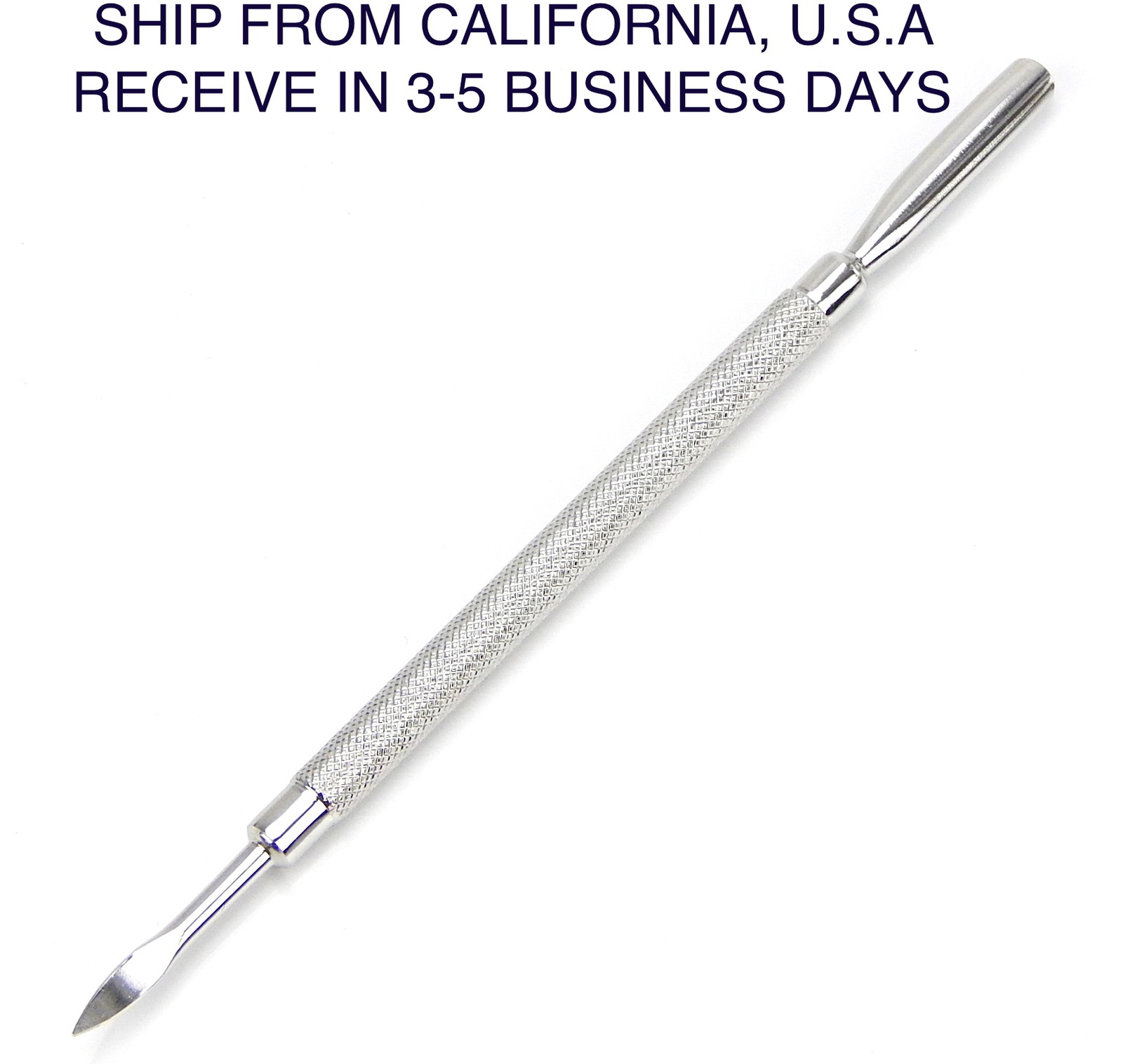 STAINLESS STEEL CUTICLE PUSHER WITH SPOON AND CURVE HEAD