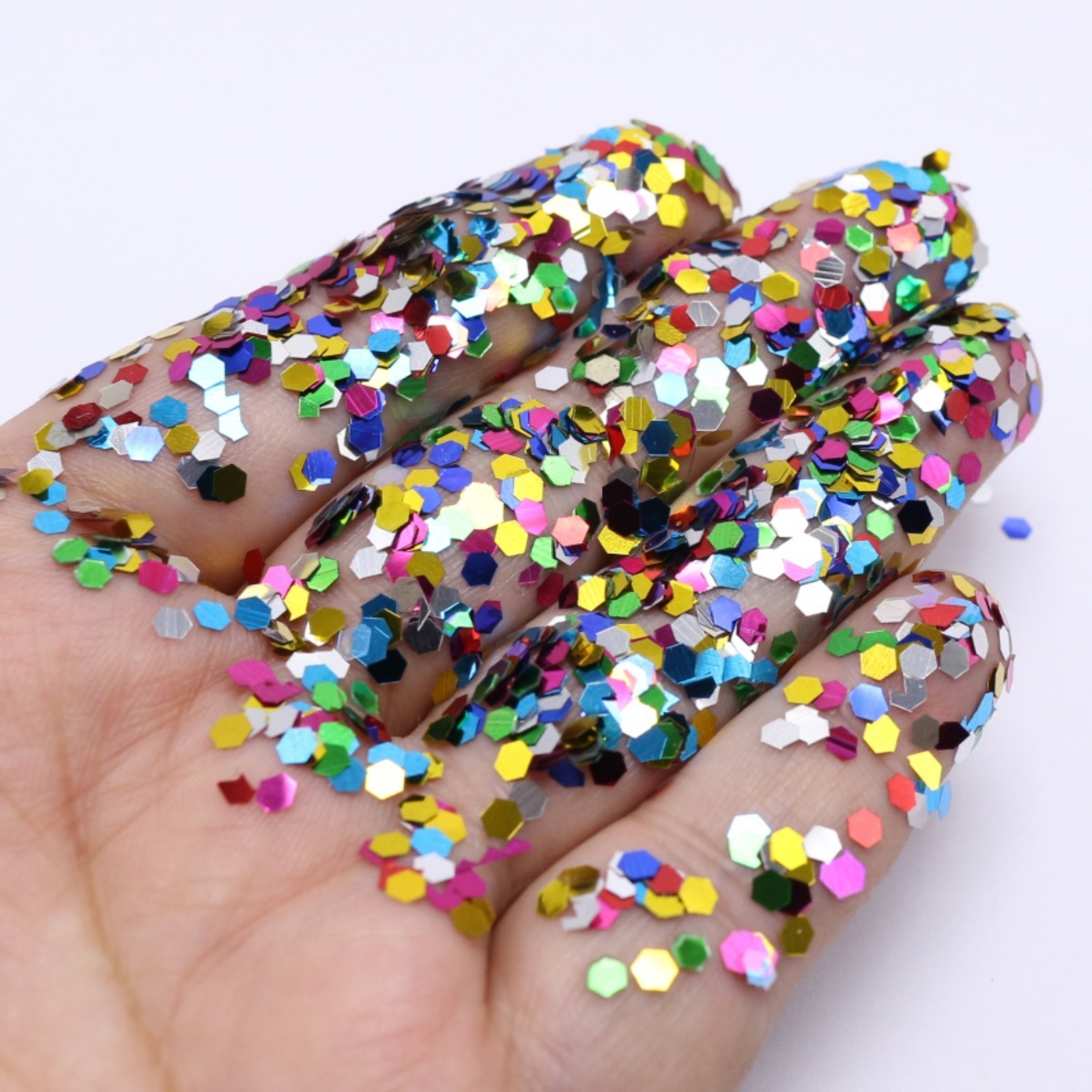 50 Gram Mixed Color Metallic Hexagon Sequins Loose Tiny Nail Art Tips Crafts
