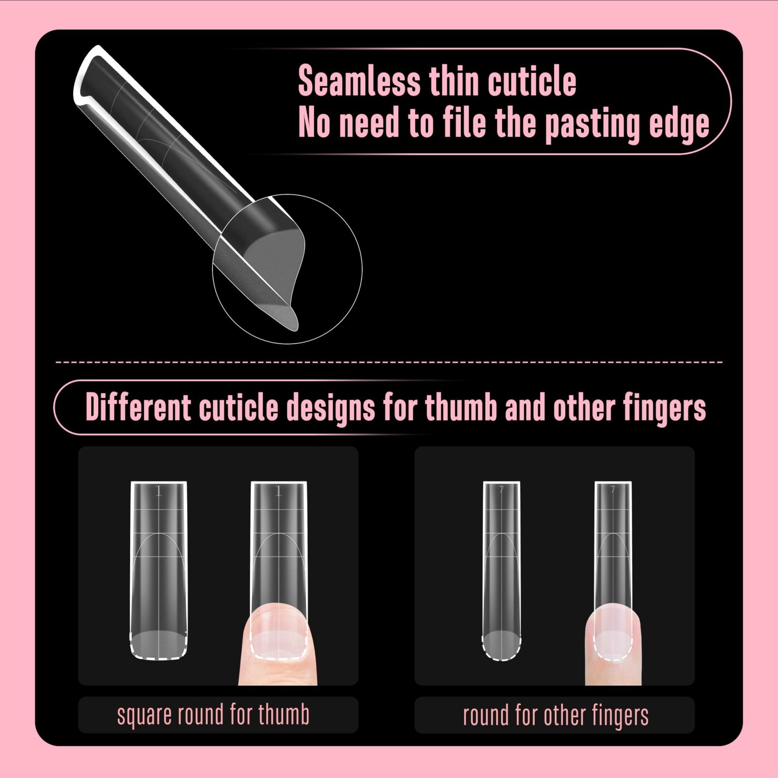 Extra Thick Square Press-On Nails, Full Cover Soft Gel Acrylic Kit, 180pcs, XL/