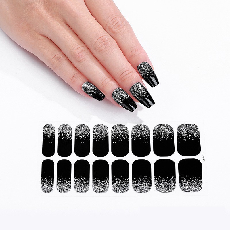 Glitter Nail Wraps Full Size Sticker Nail Polish Art Self-Stick Decor