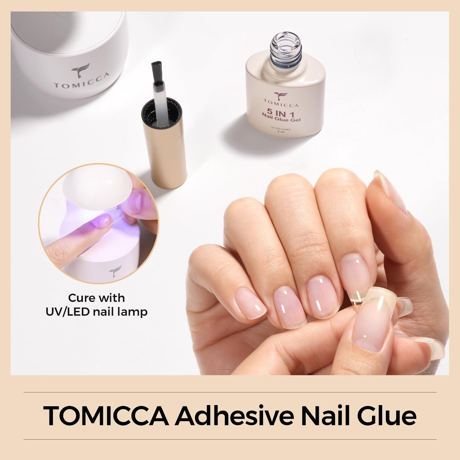 TOMICCA 5 in 1 Nail Glue for Clear Acrylic Nails Tips, UV Nail Glue Long Last…