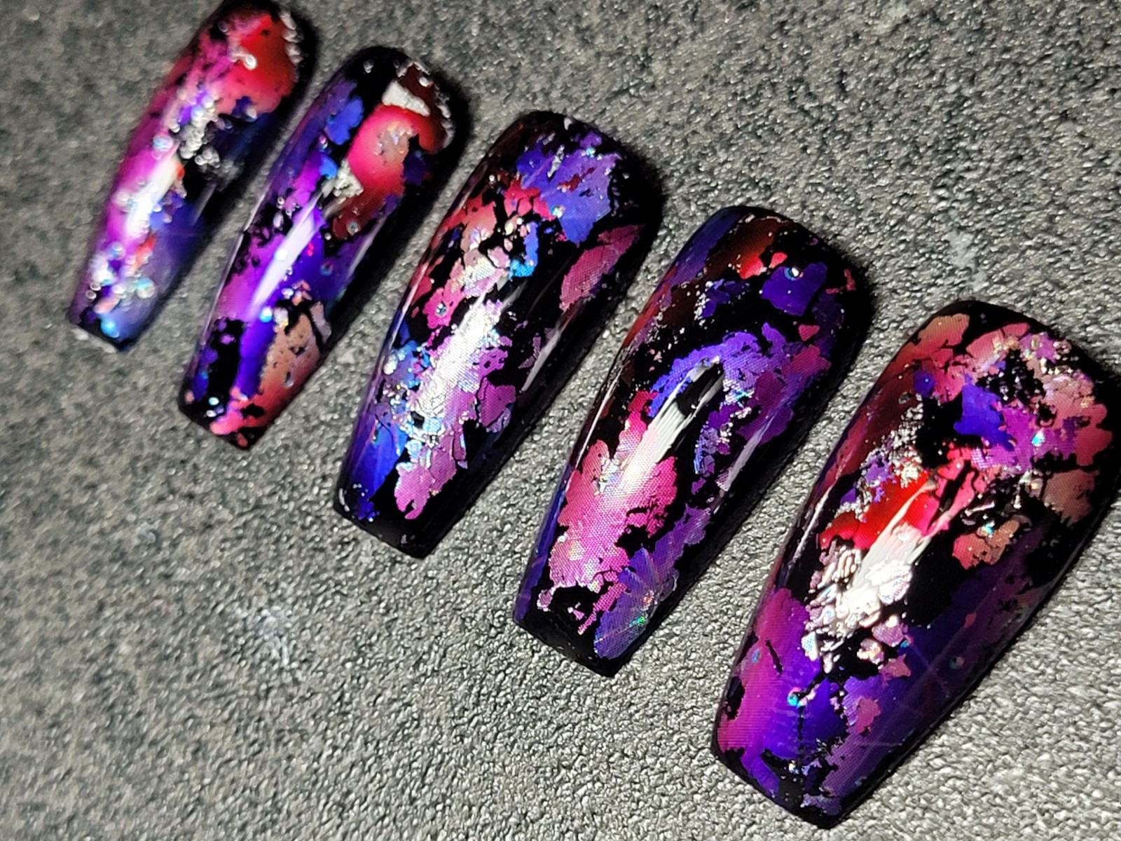 Custom Gel Press on Nails fake nails Handmade 10 pc set MEDIUM Pink Red Purple