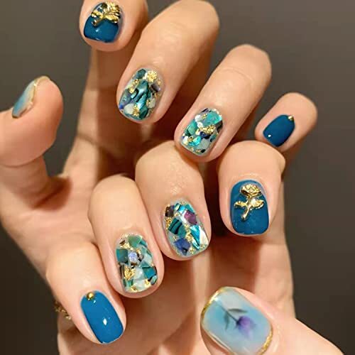Abalone Seashell Nail Art Slices, Holographic 3D Mermaid Irregular Nail Art