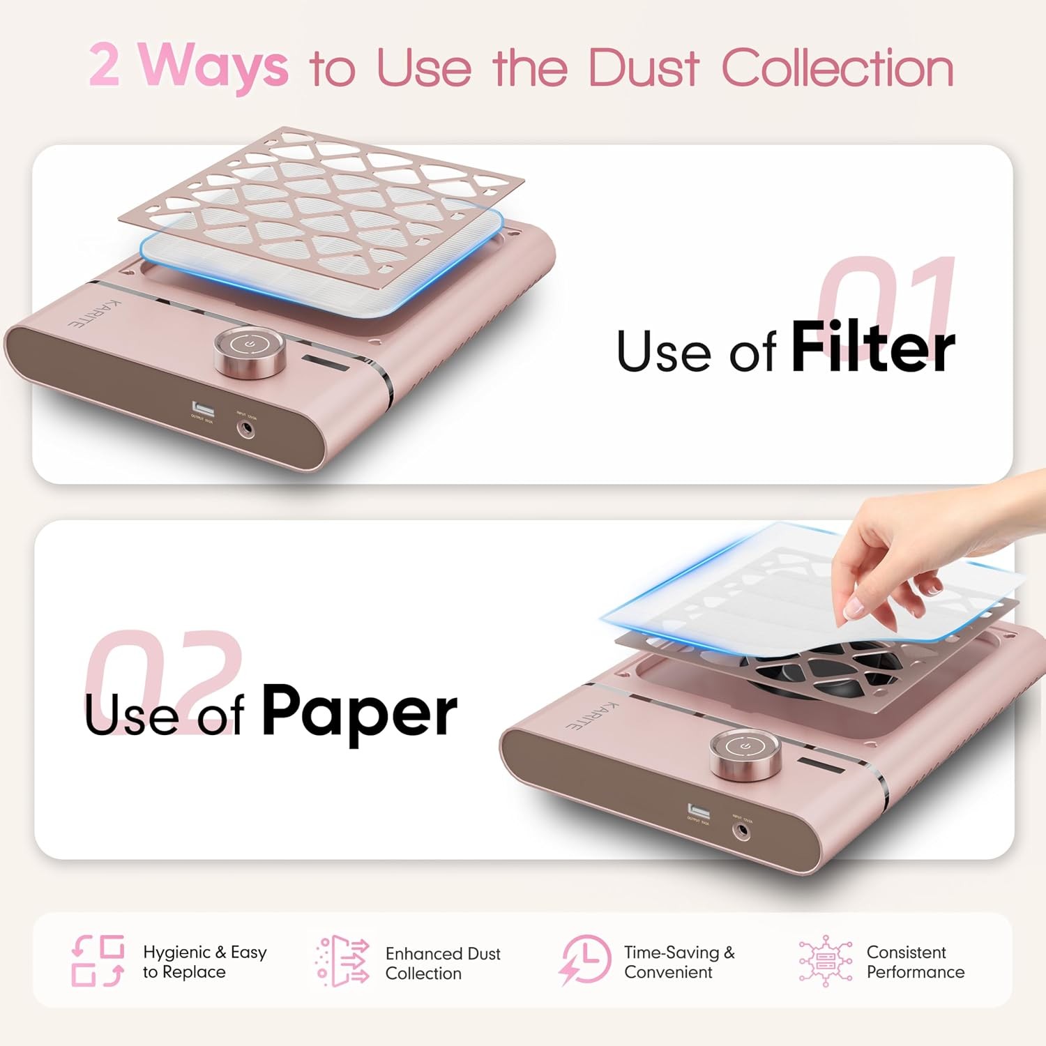 Nail Dust Collector, Upgrade Vacuum Dust Collector with 30Pcs Papers, 5000RPM Po