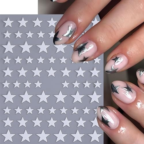 10 Sheets Y2k Star Nail Art Stickers 4th of July Nail Decals five-pointed star