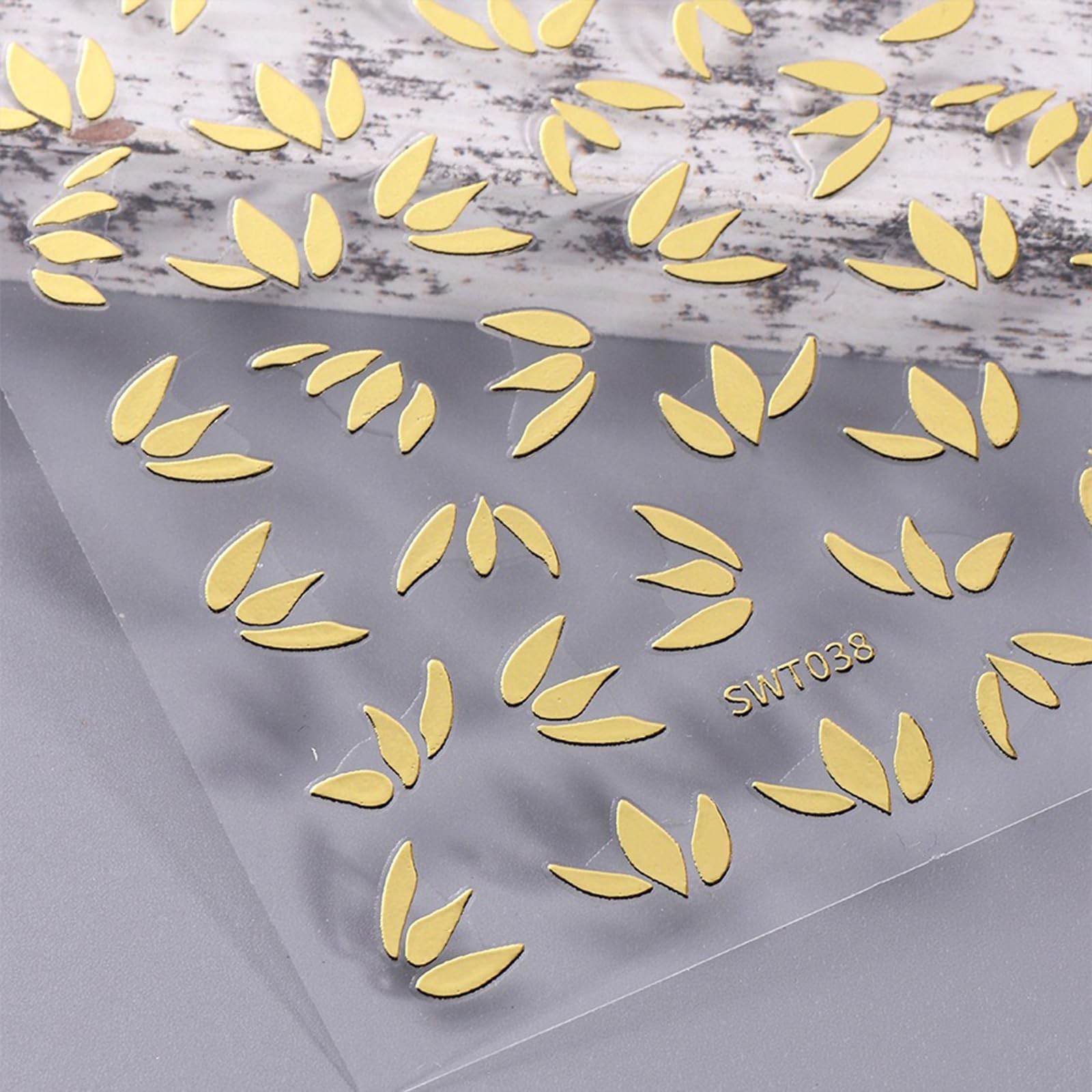 8pcs Gold Flower Leaf Nail Art Stickers 3D Self-Adhesive Metallic Nail Decals…