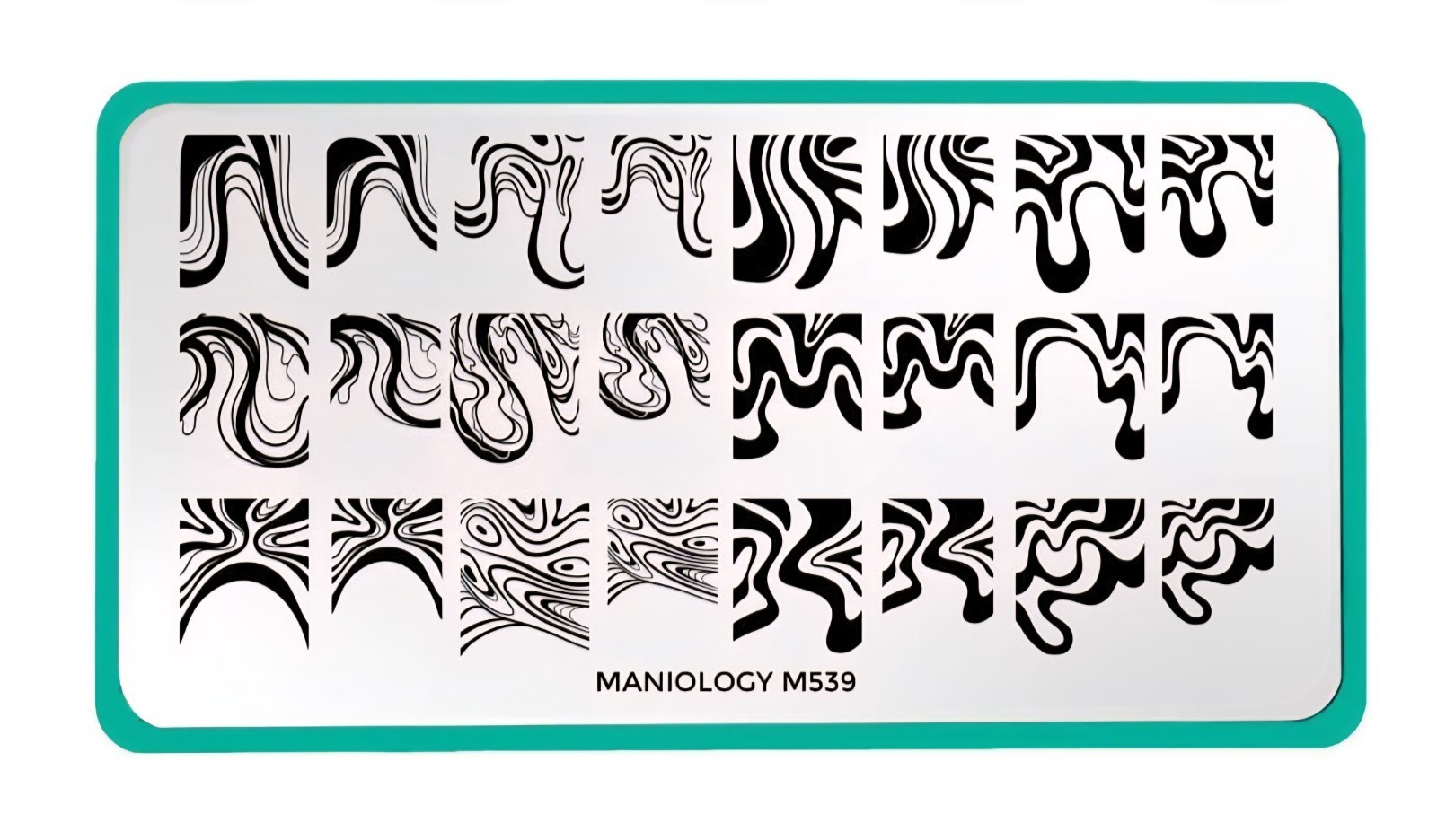 Maniology M539 Wavy French Nail Stamp Plate Retro Swirl Modern Chic Watercolor