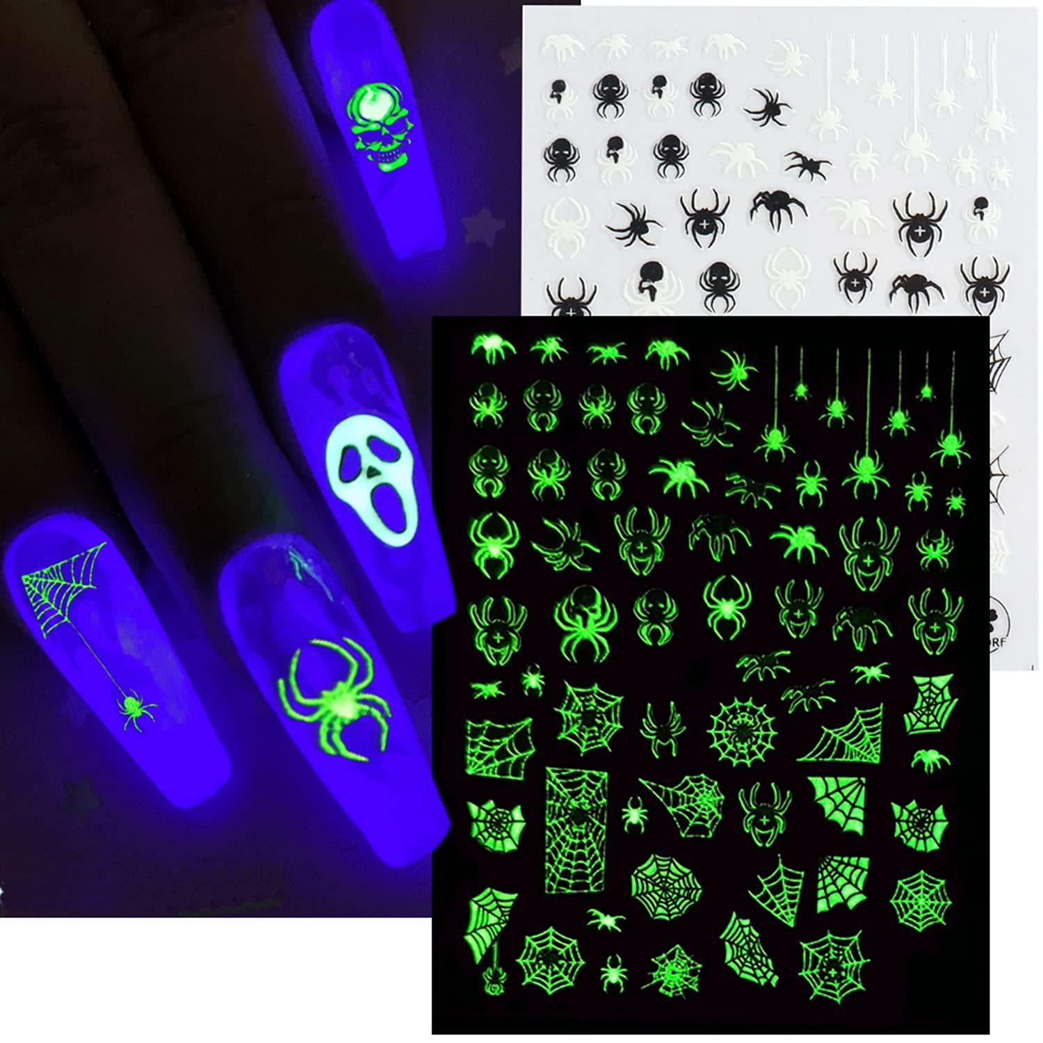 Halloween Nail Art Stickers, Luminous Design Glow in The Dark Multi