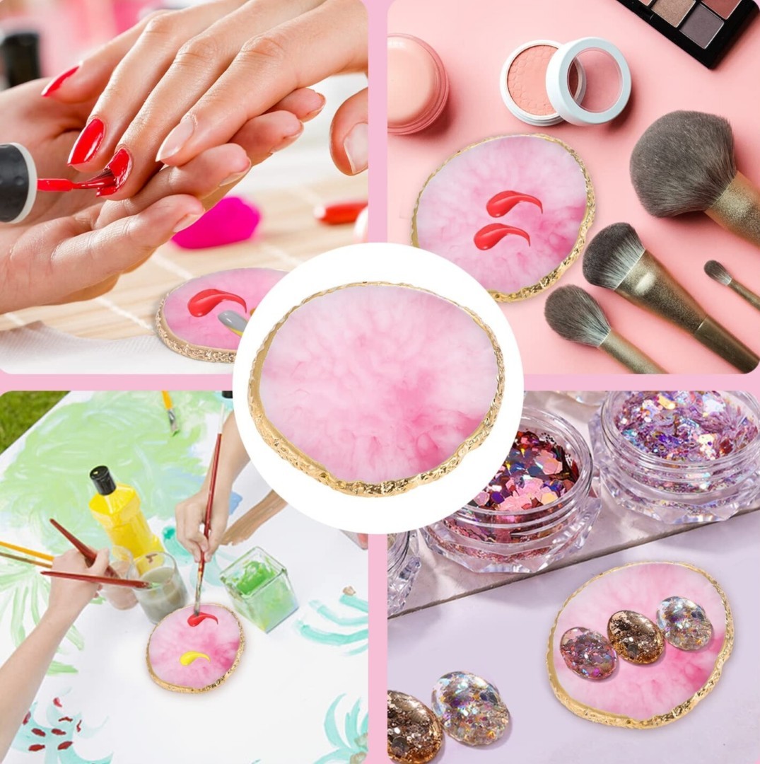 Resin Nail Art Palette with 5 Double-Ended Brushes Set for Gel Polish Design