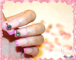 Starsire Pretty Pink French Rhinestone Japan Acrylic Fake 24 3D Shiny Full Nails