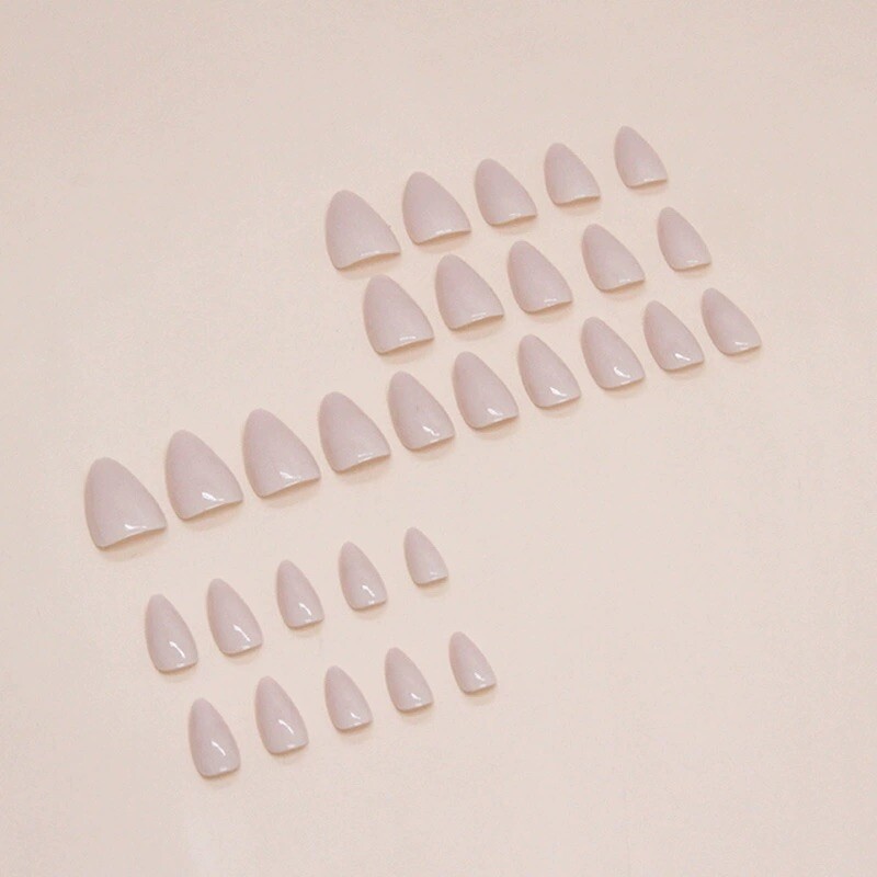 Press On Nails Natural Pink Short Almond Soft Gel and Super Hold Glue