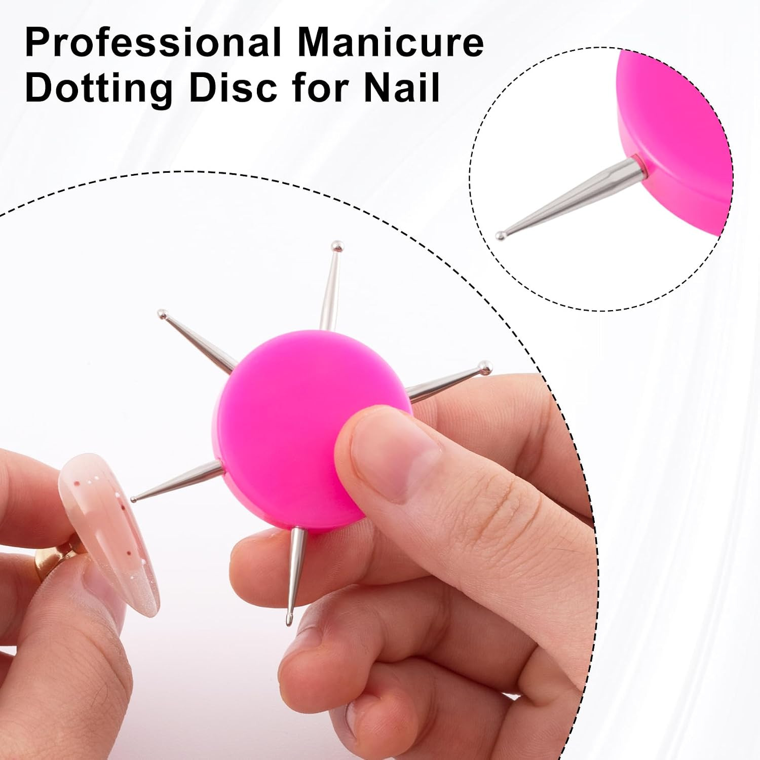 2Pcs Nail Dotting Tool, 6-In-1 Metal Dotting Tool Nail Art, Circular Nail
