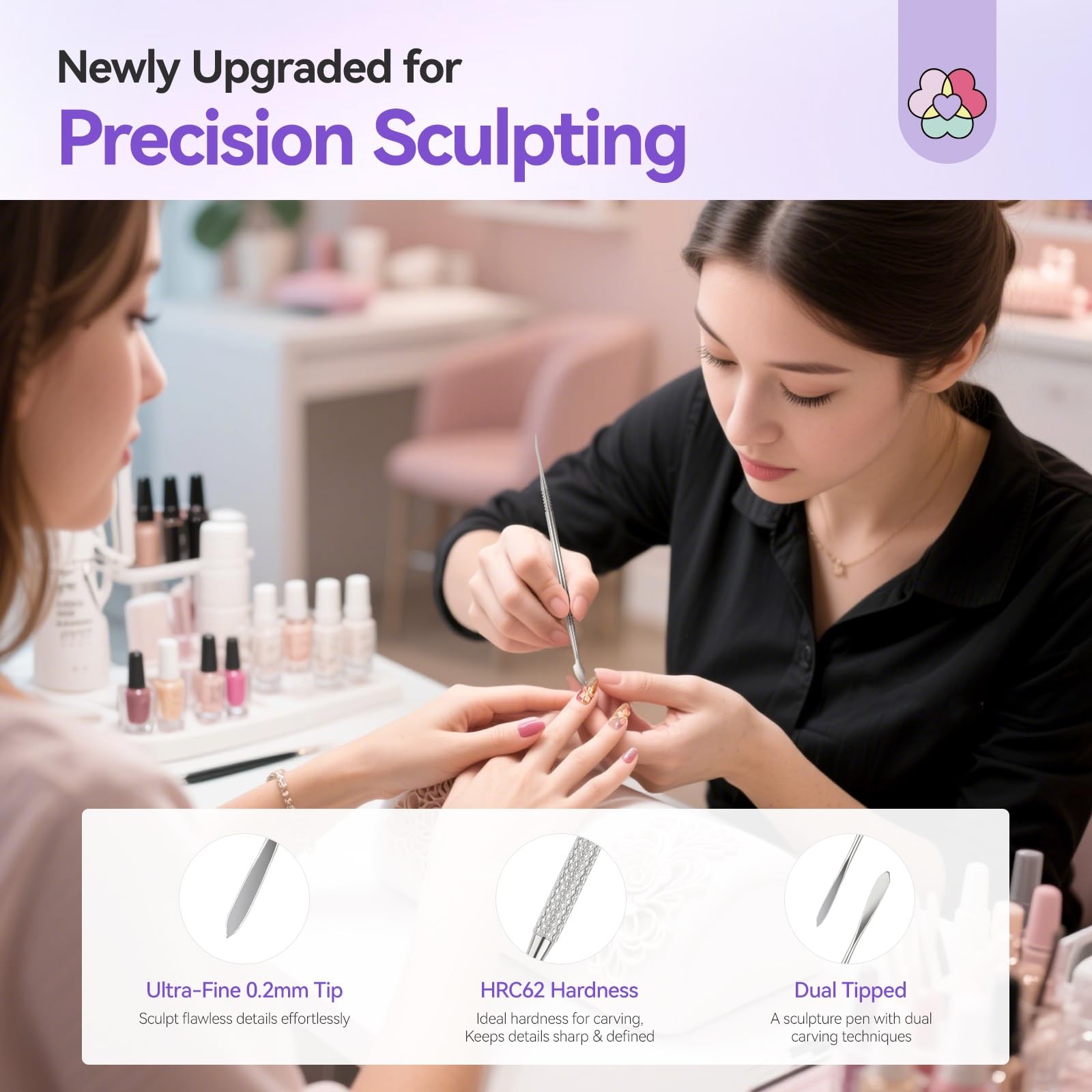 SAVILAND Nail Art Sculpture Pen: 3PCS Sculpting Tools 3pcs, Silver