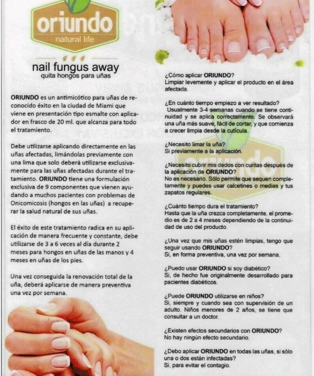 ORIUNDO Natural Life / Nail Fungus Away (Quita Hongos para Uñas) 0.5 Oz (2 Pack)