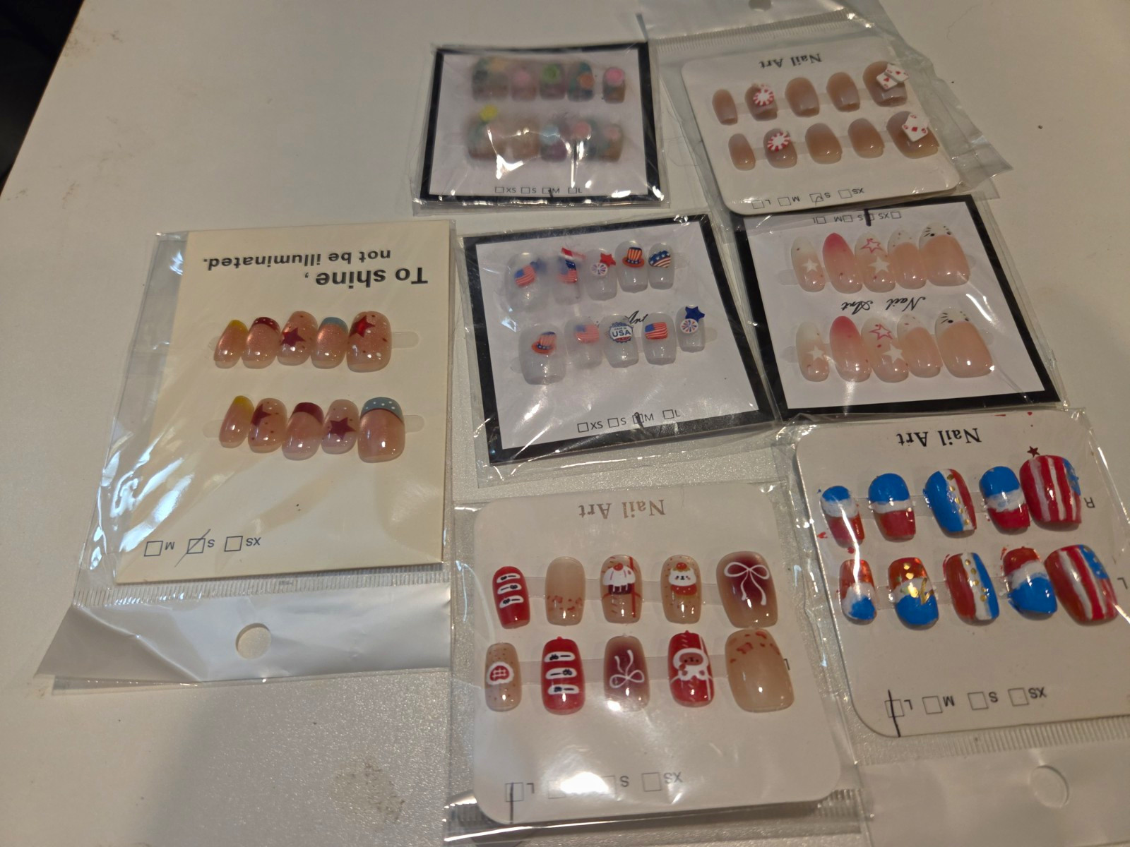 Christmas Press-On Nails 3D Multicolor Short Square Full Cover Pre-Designed