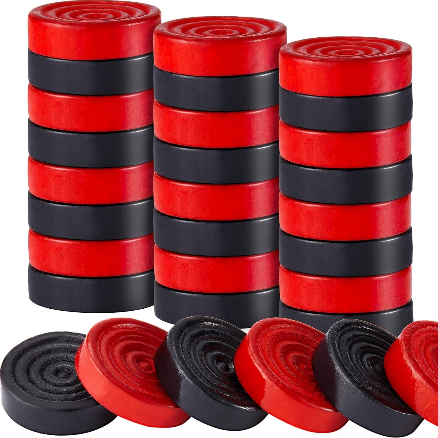 Skylety 72 Pcs Wooden Checkers Pieces 1.06 inches in diameter, Red, Black