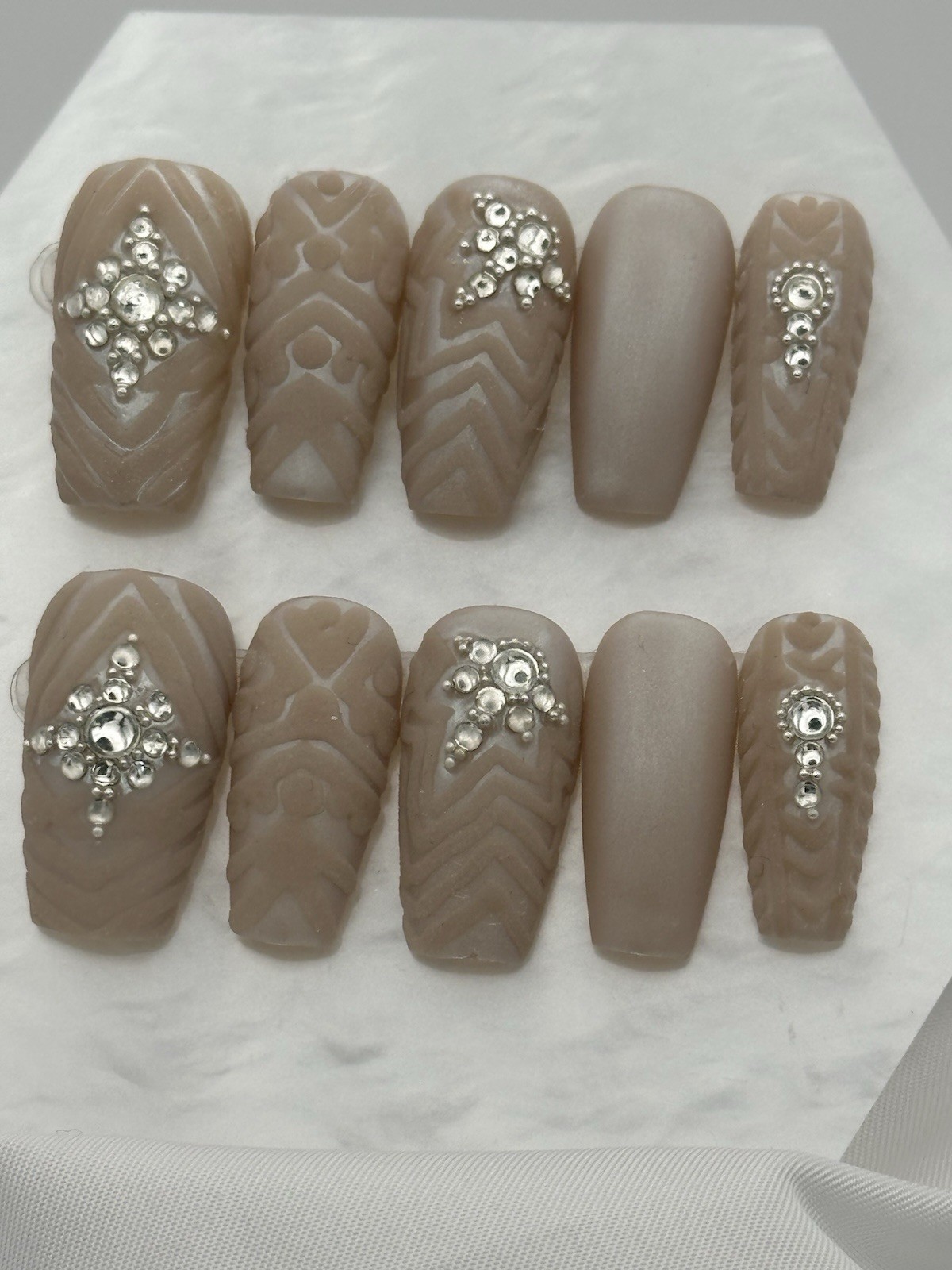 Handmade Gel Press On Nails “Dazzling” Sz Sm #0661