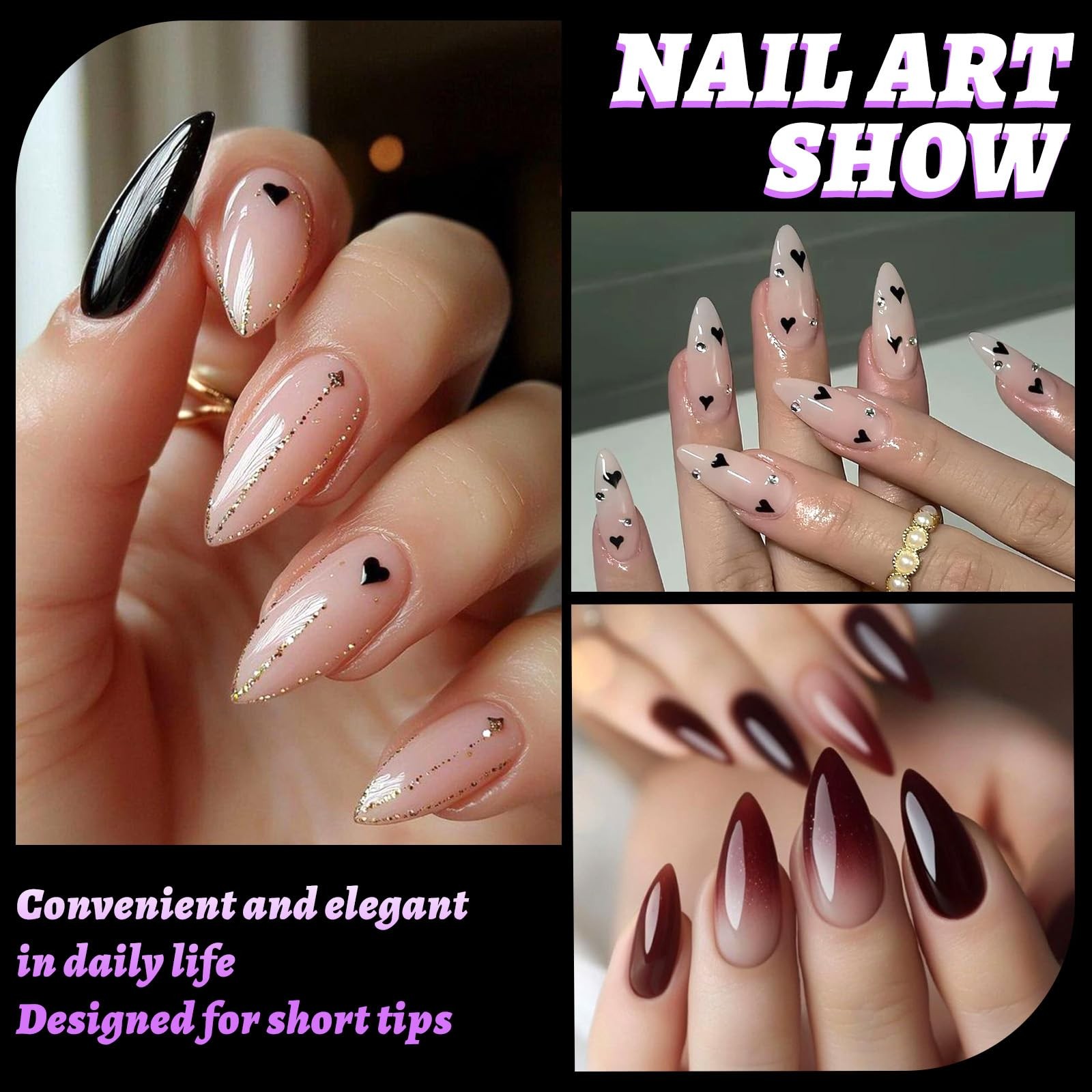 Short Stiletto Nail Tips – 240Pcs Half Cover Fake Nails Short Stiletto for Ex…