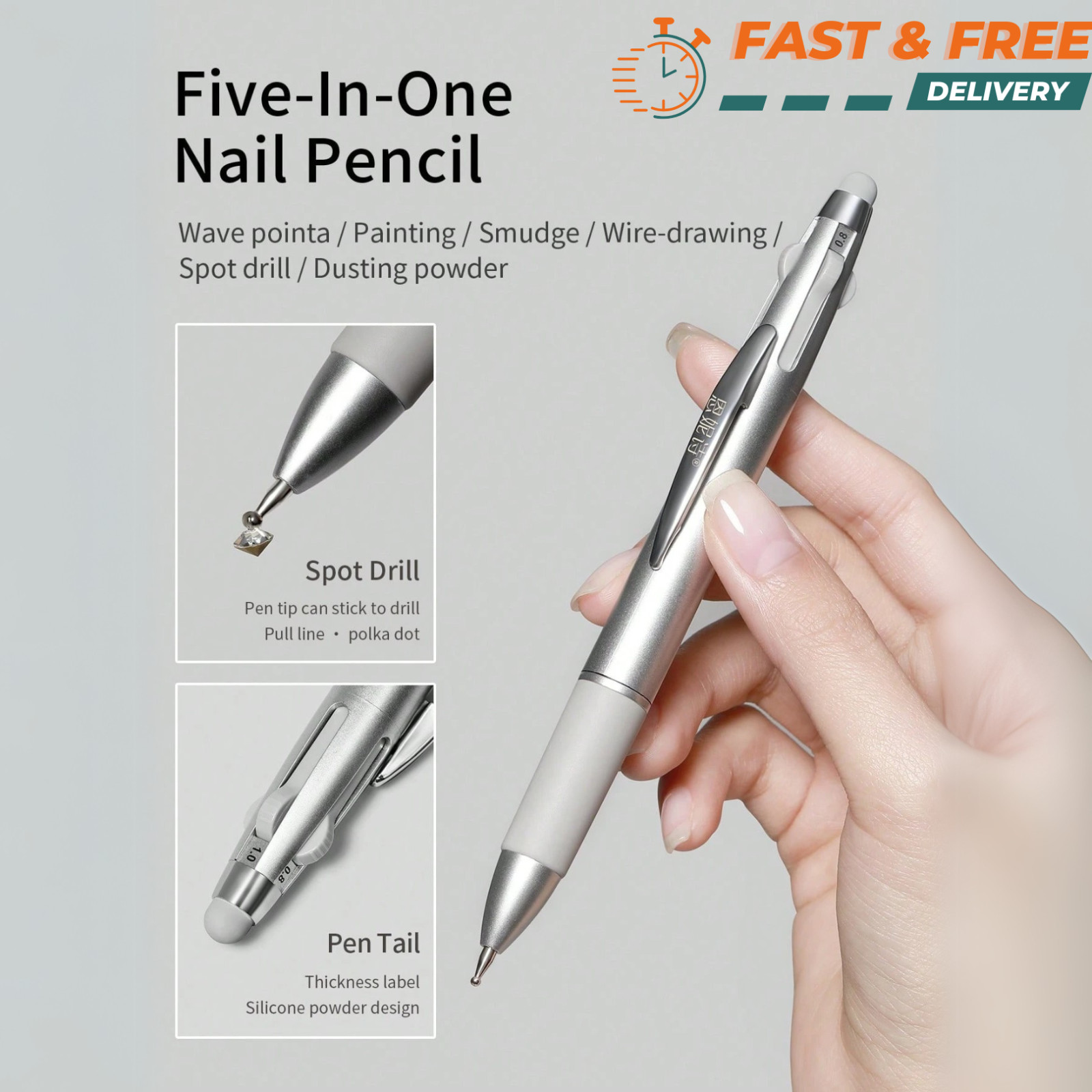 5-In-1 Nail Art Dotting Pen Pressure-Activate Dot Pen Painting Glitter for Women