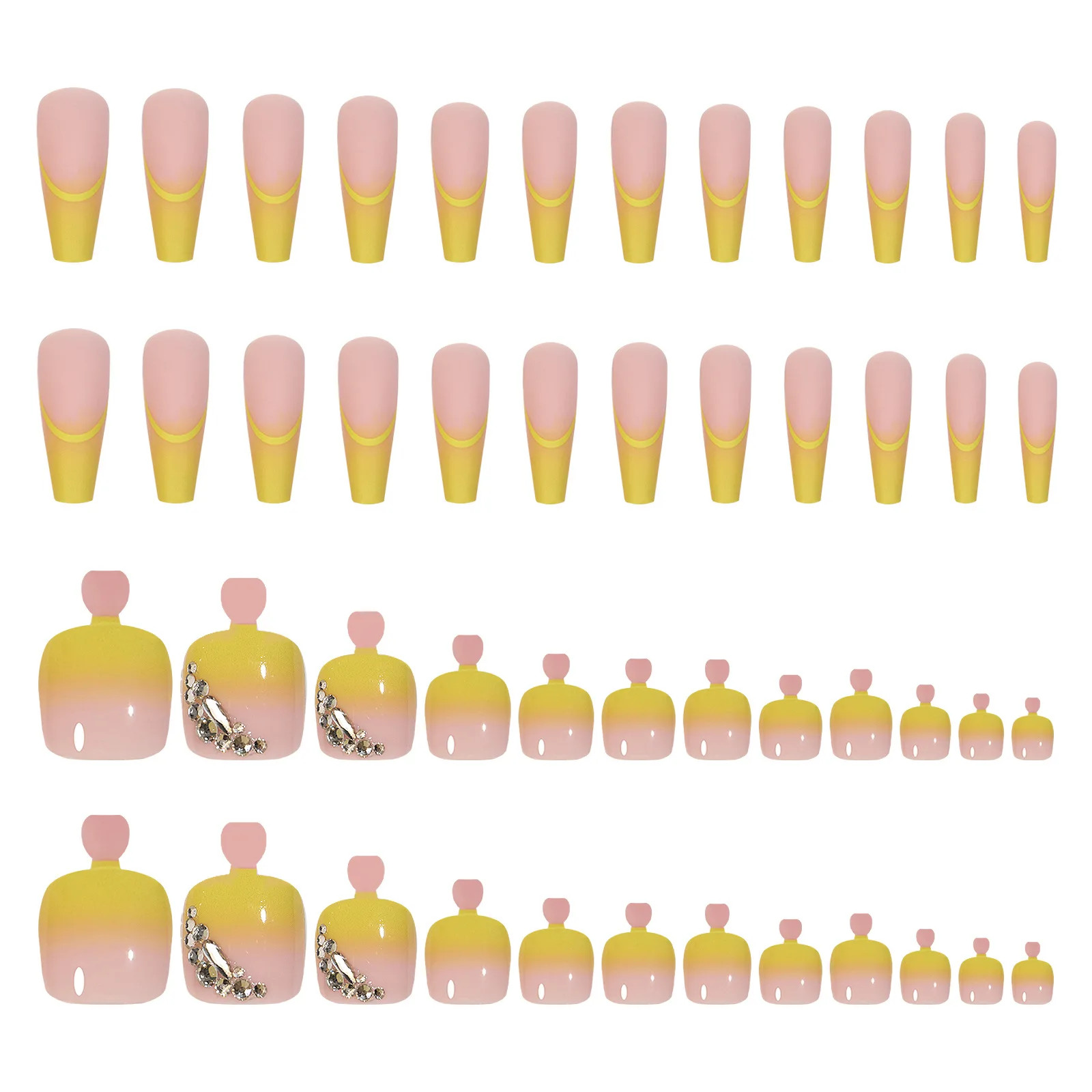 48Pcs Wearable Finished Solid Color French Artificial False Nails For Hand Foot