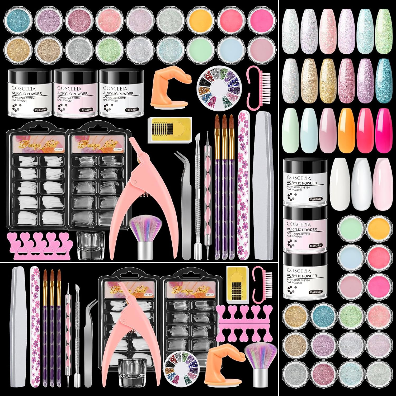 Acrylic Nail Kit for Beginners with Everything Nails Kit Acrylic Set Glitter Dec