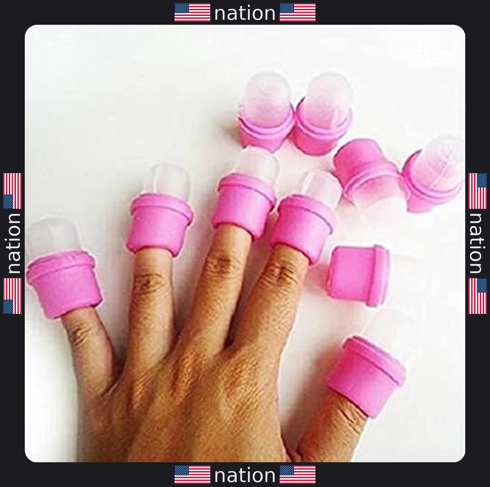 10 Pcs Pink Nail Soaker Caps for Acrylic & UV Gel Polish Removal