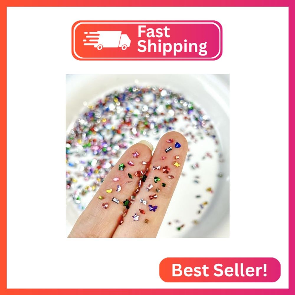 COOSLIM 3000PCS Colorful Rhinestones Nail Art Charms Multi Shape Crystal Flat Ba