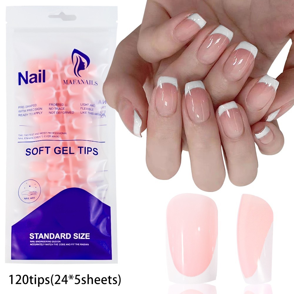 120Pcs Pink Ombre Medium Coffin Press On Nails Glossy Acrylic False Nail Tips