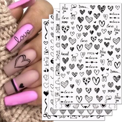 Valentine’s Day Nail Art Stickers Heart Nail Stickers 3D Self-Adhesive