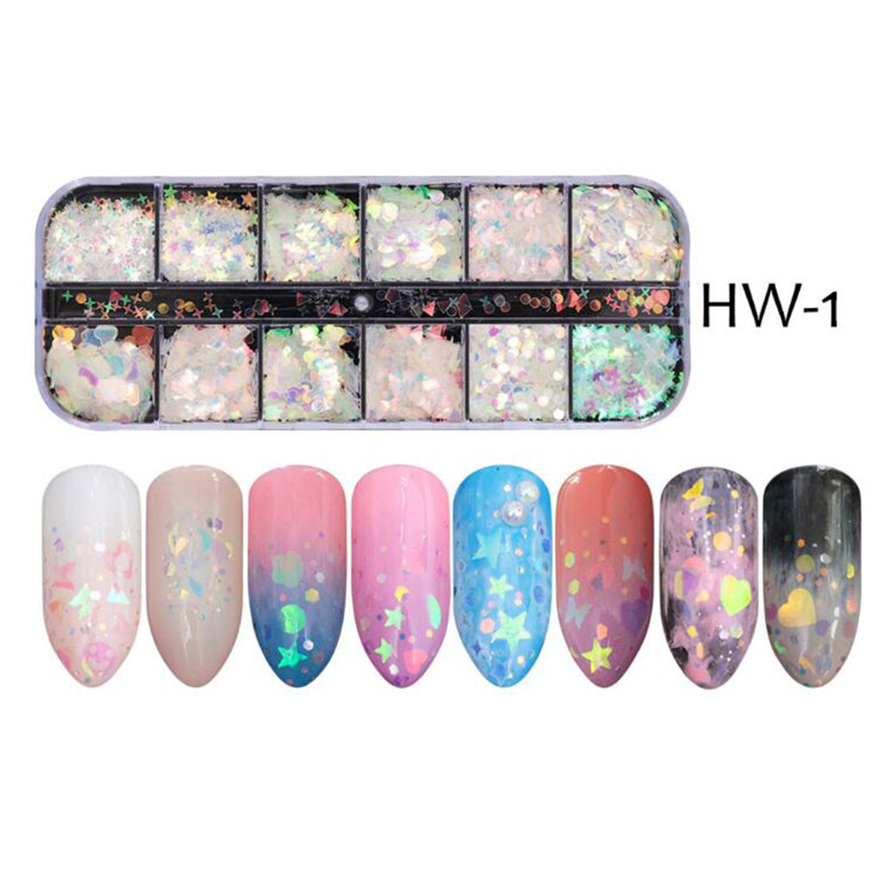 Colorful Fashion Nail Glitter Powder Sequins Laser Foils Flakes Nail Art Decors