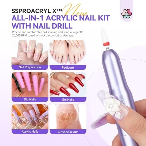 Acrylic Nail Kit for Beginners – Complete Set with Nail Art Brush, Drill & Dryer